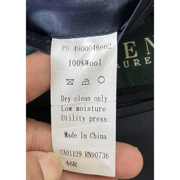 Lauren Ralph Lauren Blazer Men’s 100% Wool Navy Blue Jacket Size 46R. - Picture 10 of 12